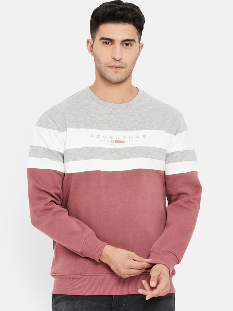 

Duke Men Grey Striped Sweatshirt