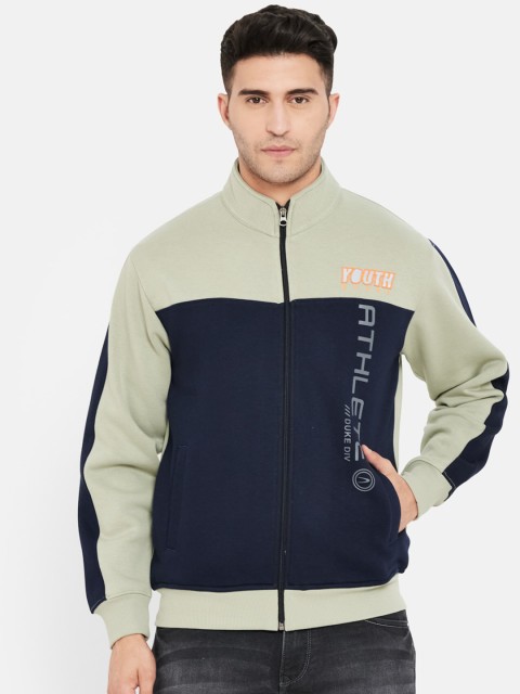 

Duke Men Green Colourblocked Sweatshirt