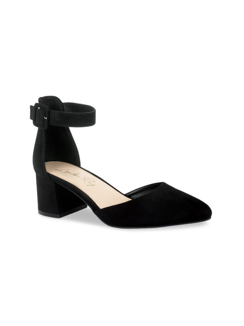 

London Rag Black Suede Block Heels with Buckles