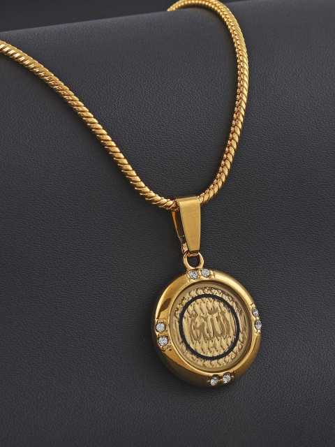 

Tistabene Gold-Plated Round God Symbol Enamelled Pendant With Chain