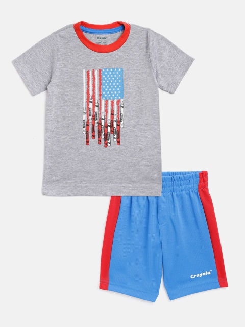 

Crayola Boys Grey Printed T-shirt with Blue Shorts