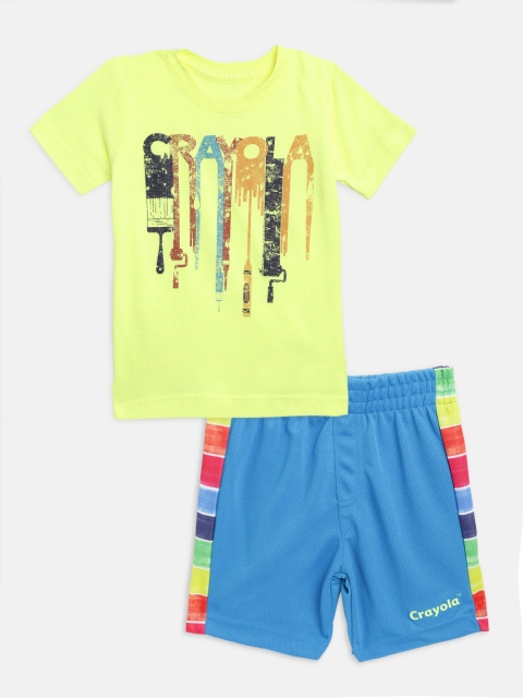 

Crayola Boys Yellow Printed T-shirt with Blue Shorts