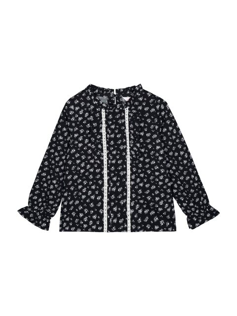 

Budding Bees Girls Black Ditsy Floral Lace Detail Top