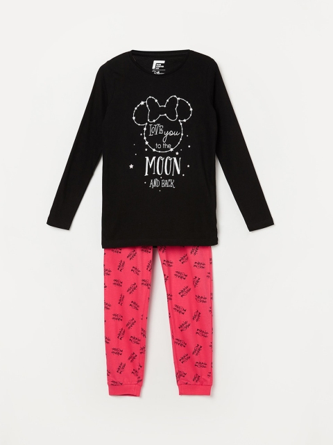 

Fame Forever by Lifestyle Girls Black & Pink Minnie Mouse Printed Night suit