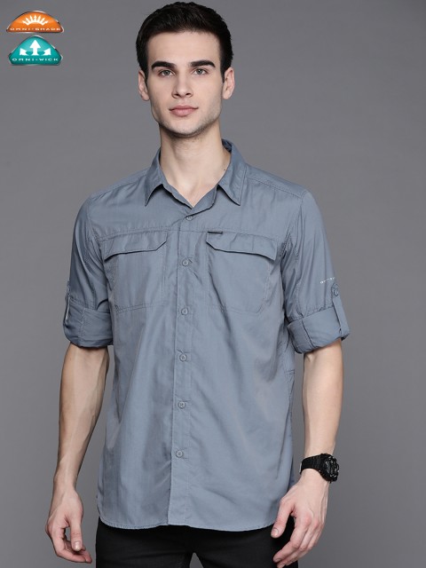 

Columbia Men Blue Casual Shirt with Omni-Shade & Omni-Wick Technology