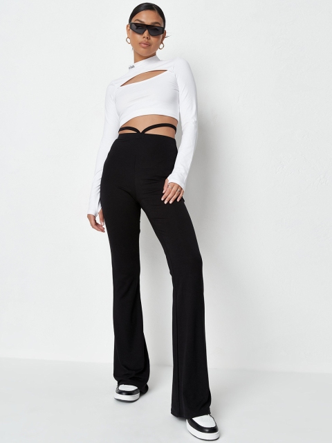 

Missguided Women Black Solid Parallel Trousers