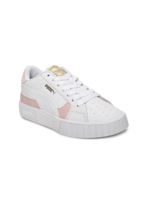 

Puma Women White Colourblocked Leather Sneakers