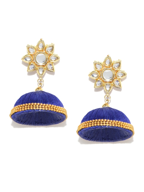 

Firoza Gold-Toned & Blue Handcrafted Jhumka Earrings