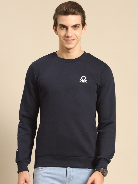 

United Colors of Benetton Men Navy Blue Solid Sweatshirt