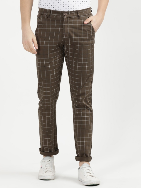 

V2 Value & Variety Men Olive Green Checked Trousers