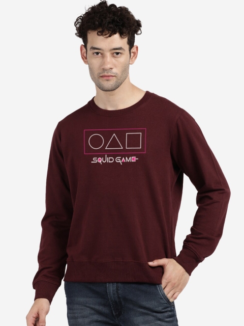 

MASH UNLIMITED Men Maroon Squid Game Printed Sweatshirt