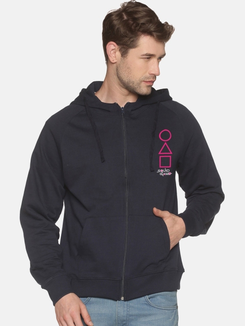 

MASH UNLIMITED Men Navy Blue Hooded Sweatshirt