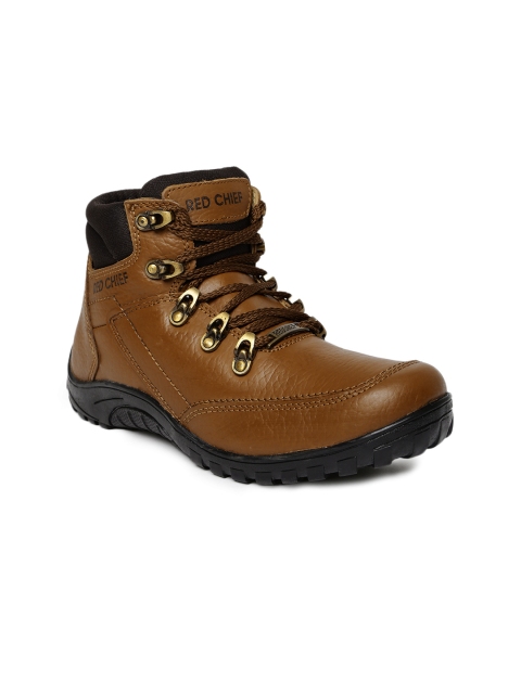 

Red Chief Men Tan Solid High-Top Trekking Shoes