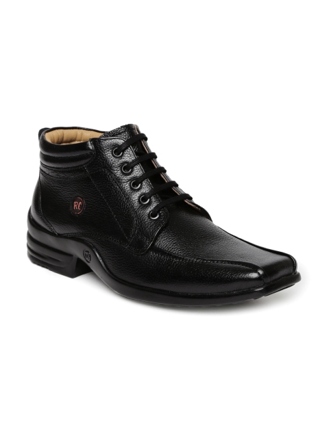 

Red Chief Men Black Solid Mid-Top Derby Shoes