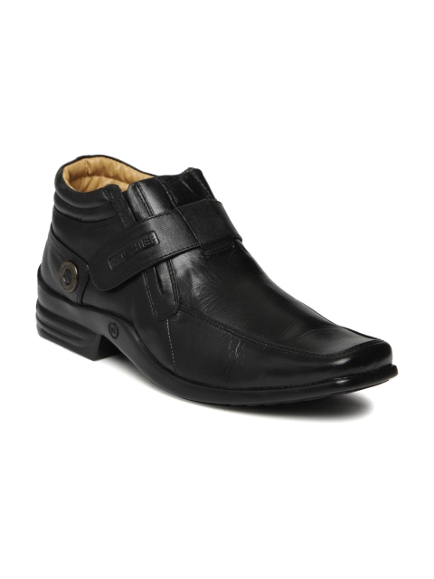 

Red Chief Men Black Solid Leather Slip-Ons