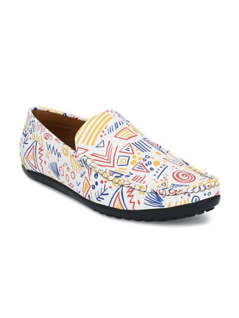 

DERBY KICKS Men White Printed Slip-On Sneakers