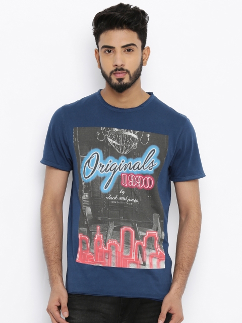 

Jack & Jones Men Blue Printed T-Shirt