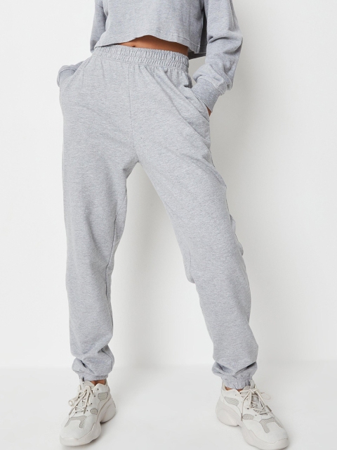 

Missguided Women Grey Melange Solid Joggers