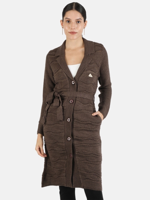 

Monte Carlo Women Brown Ribbed Longline Cardigan