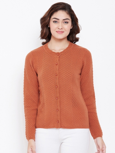

Madame Women Rust Ribbed Cardigan