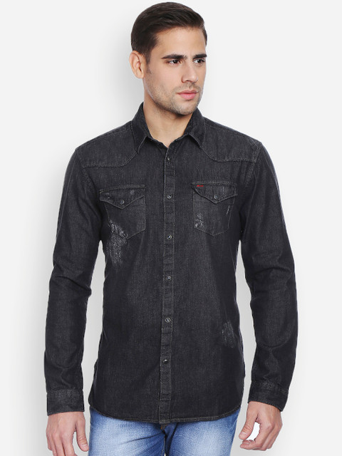 

Jack & Jones Men Black Faded Slim Fit Casual Shirt