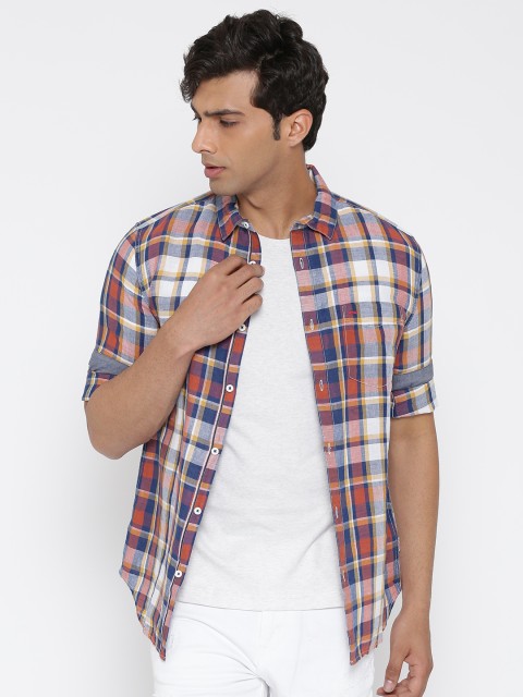 

Jack & Jones Men Blue Checked Casual Shirt