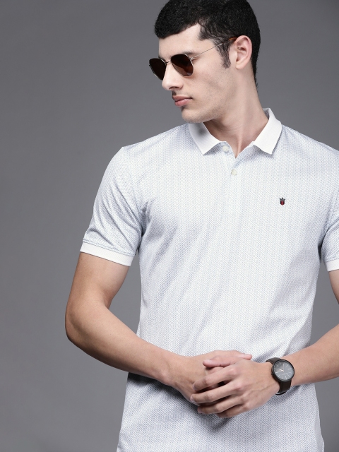 

Louis Philippe Sport Men Navy Blue & White Printed Polo Collar T-shirt