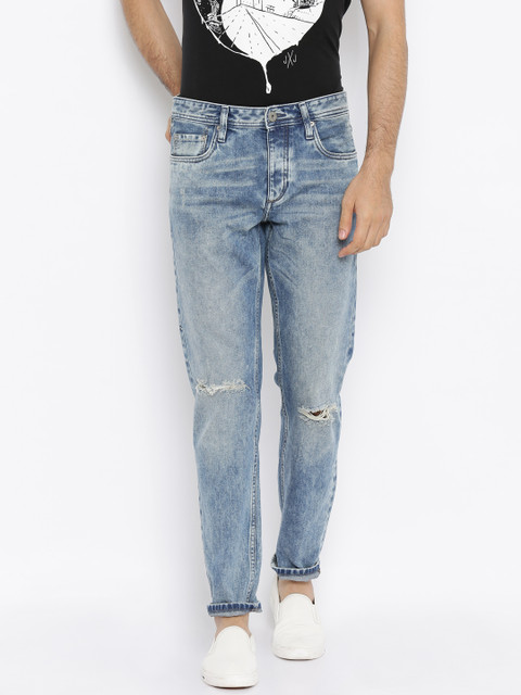 

Jack & Jones Men Blue Mid-Rise Slash Knee Jeans