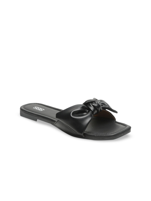 

Street Style Store Women Black Embellished Open Toe Flats with Bows