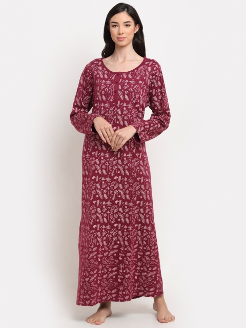 

Kanvin Purple Printed Winter Quilted Maxi Nightdress