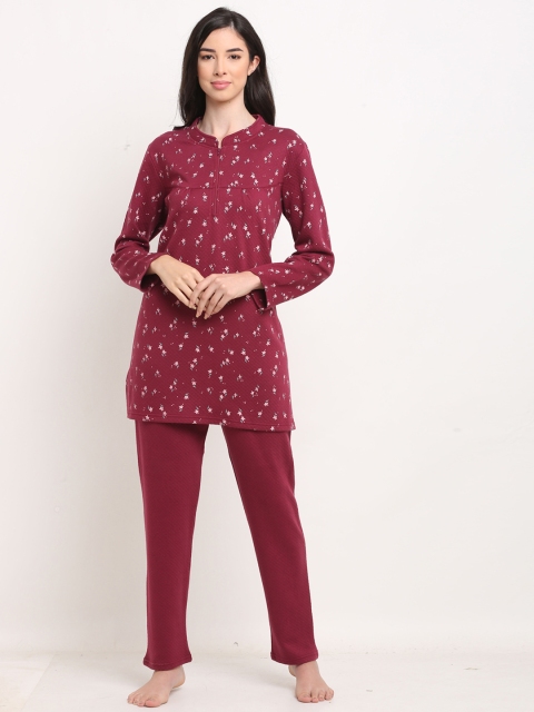 

Kanvin Women Purple & Pink Quilted Winter Wear Night suit