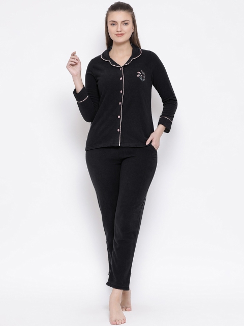 

Kanvin Women Black Pollar Fleece Winter Wear Night suit
