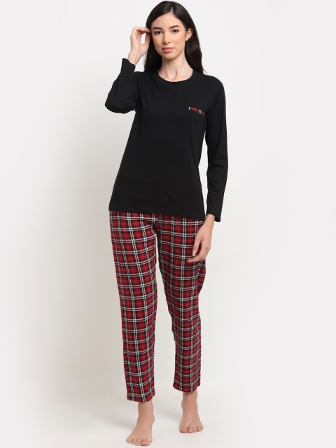 

Kanvin Women Navy Blue & Red Night suit