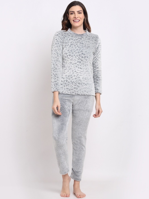 

Kanvin Women Grey Fur Winter Night suit