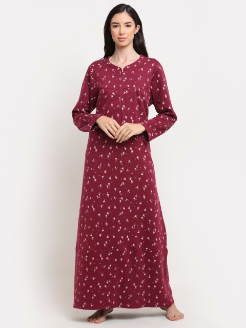 

Kanvin Purple Printed Winter Quilted Maxi Nightdress
