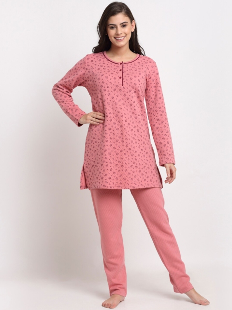 

Kanvin Women Pink Quilted Winter Wear Night suit