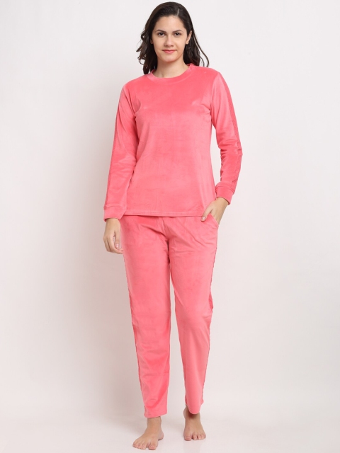 

Kanvin Women Coral Velour Winter Wear Night suit
