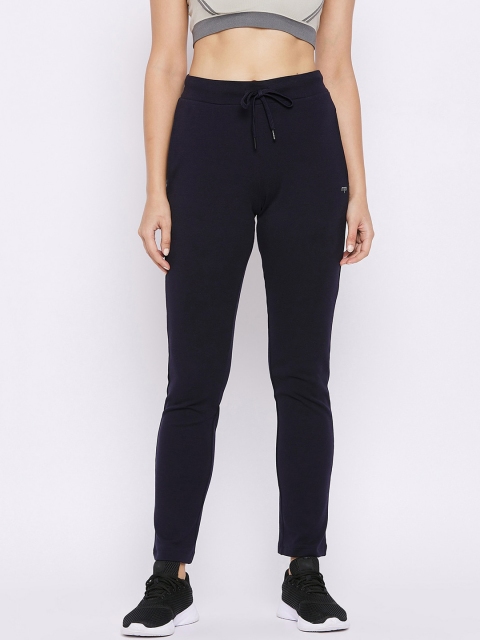 

Madame Women Navy Blue Solid Cotton Track Pants