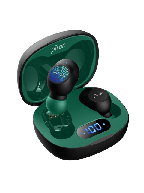 

pTron Unisex Black & Green Bassbuds Pro True Wireless Bluetooth 5.1 Headphones