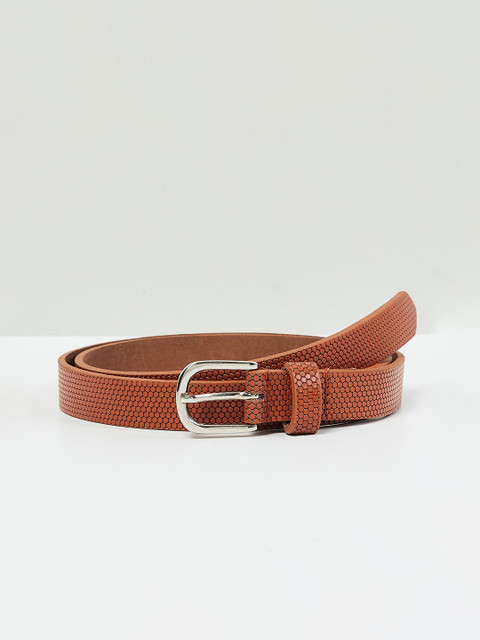 

max Women Tan Textured Leather Belt