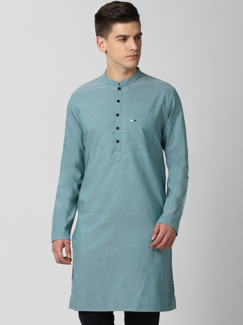 

Peter England Men Blue Solid Cotton Kurta