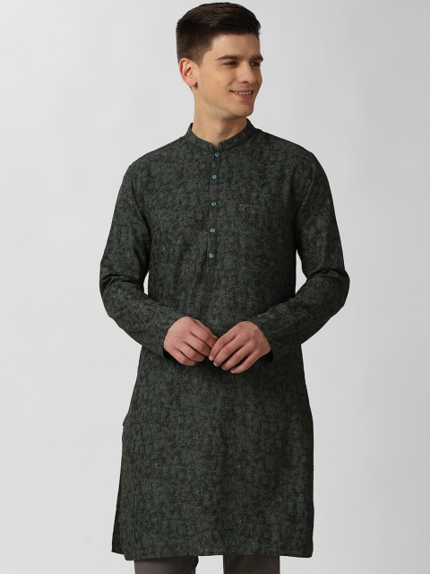 

Peter England Men Green Thread Work Kurta