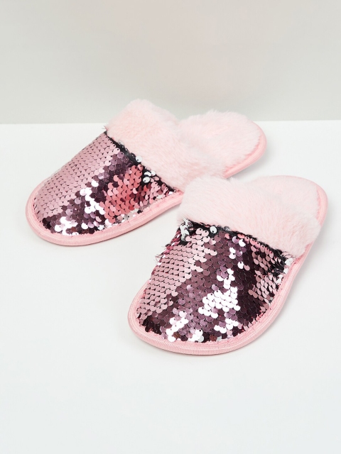 

max Girls Pink Embellished Room Slippers