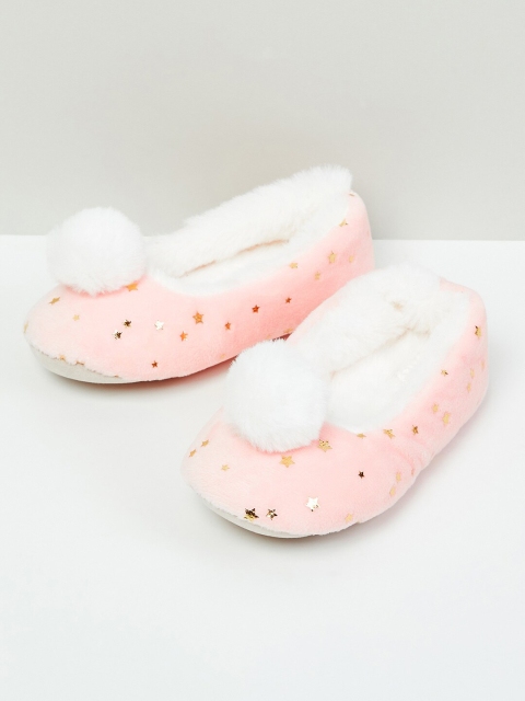 

max Girls Pink & White Embellished Rubber Room Slippers
