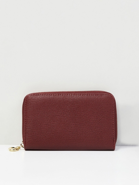 

max Women Maroon Textured PU Zip Around Wallet