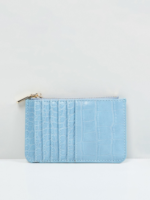 

max Women Blue Textured PU Zip Around Wallet