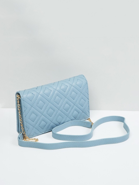 

max Women Blue & Gold-Toned Textured PU Two Fold Wallet