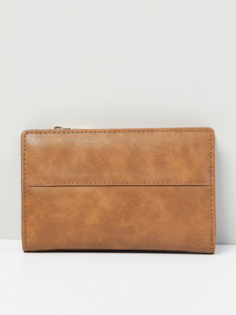 

max Women Brown Textured PU Two Fold Wallet