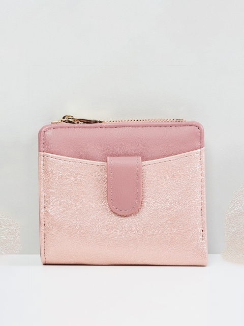 

max Women Pink Textured PU Zip Around Wallet