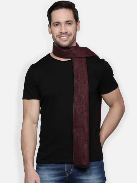 

Alvaro Castagnino Men Maroon & Grey Patterned Merino Wool Muffler